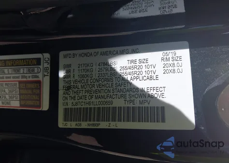 2020 Acura Rdx A-Spec Package из США, поврежденный, VIN 5J8TC1H61LL000659